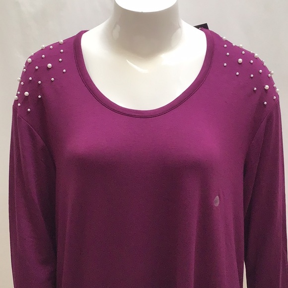 🆕NEW! Faux Pearl Shoulder French Terry Tee - Picture 4 of 14